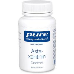 Ein weißes Fläschchen mit der Aufschrift "Asta-xanthin" und "pure encapsulations".