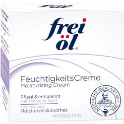 Packung einer Feuchtigkeitscreme für trockene Haut mit weißem Hintergrund.
